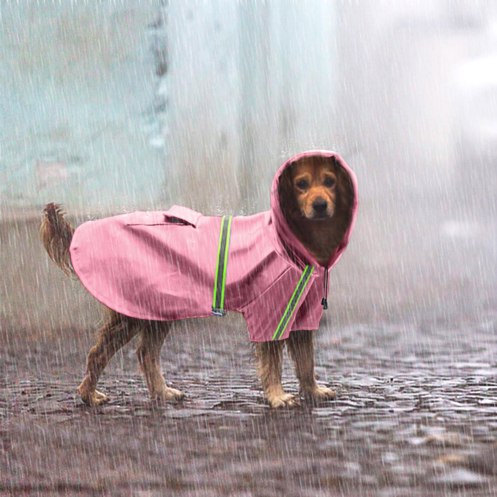 KFX-9360829 Waterproof Reflective Dog Raincoat with Pocket Storage and Adjustable Fit