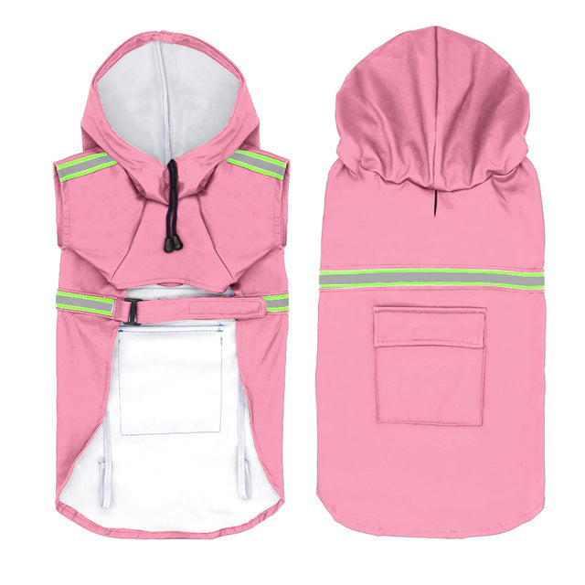 KFX-9360829 Waterproof Reflective Dog Raincoat with Pocket Storage and Adjustable Fit