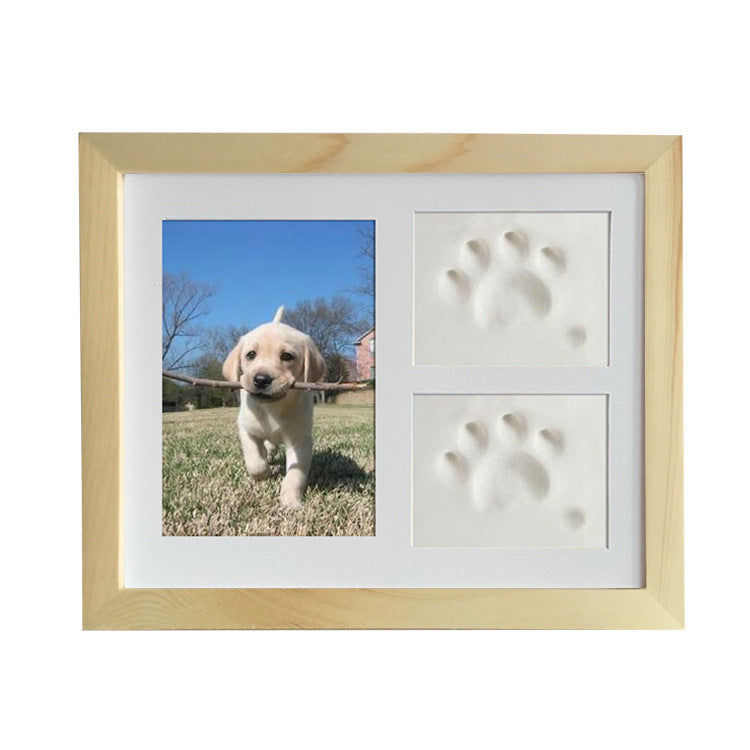 KFX-9368381 Rectangular Solid Wood Three-Frame Photo Holder for Footprints