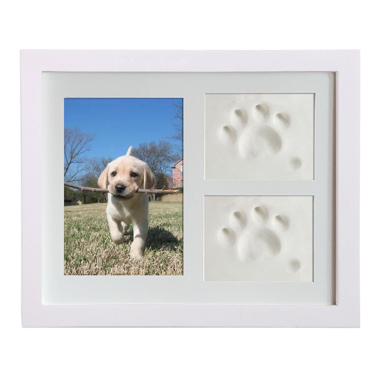 KFX-9368381 Rectangular Solid Wood Three-Frame Photo Holder for Footprints