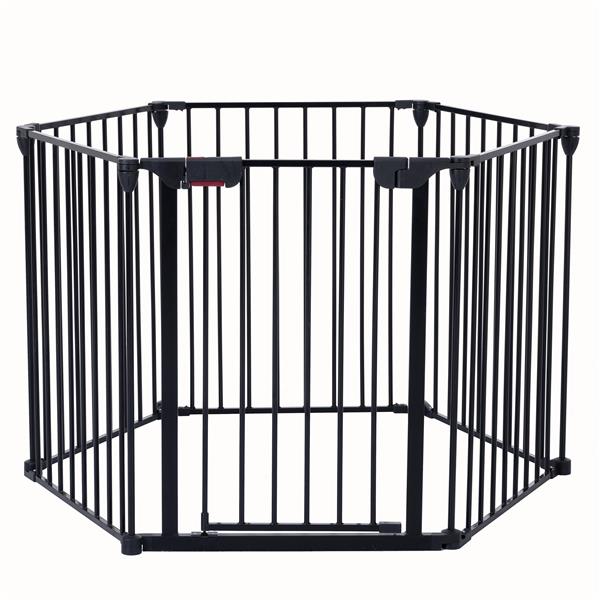 KFX-9368509 150-Inch Adjustable Safety Gate with Walk-Through Door, Ideal for Staircases and Play Areas