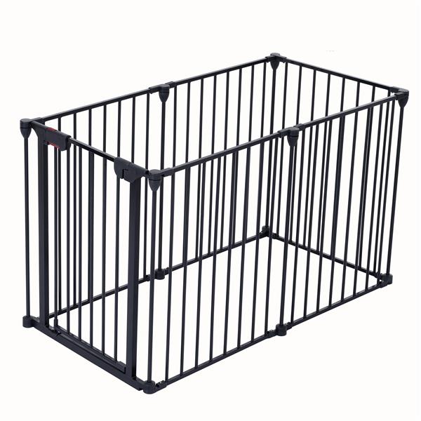 KFX-9368509 150-Inch Adjustable Safety Gate with Walk-Through Door, Ideal for Staircases and Play Areas