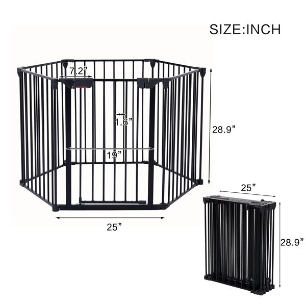 KFX-9368509 150-Inch Adjustable Safety Gate with Walk-Through Door, Ideal for Staircases and Play Areas