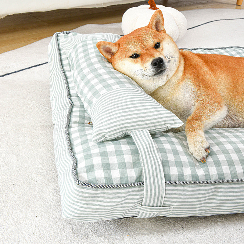 KFX-9368765 Cozy Removable Dog Bed for Autumn and Winter, Thickened Cat and Dog Sleeping Mat, Washable and Comfortable