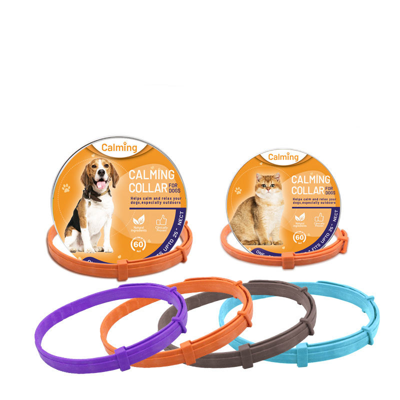 KFX-9368893 Calming Collar for Dogs and Cats – Adjustable Purple, Orange, Sky Blue, Brown Options, All Seasons