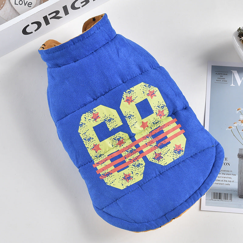 KFX-9369277 Double-Sided Stars Vest for Dogs – Casual Autumn & Winter Comfort in Blue, Red, and Yellow