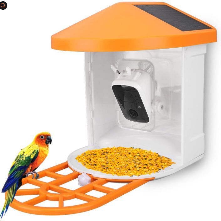 KFX-9370685 Solar-Powered Smart Pet Feeder with HD Camera and Night Vision, Compatible with Bird Recognition and Remote Monitoring