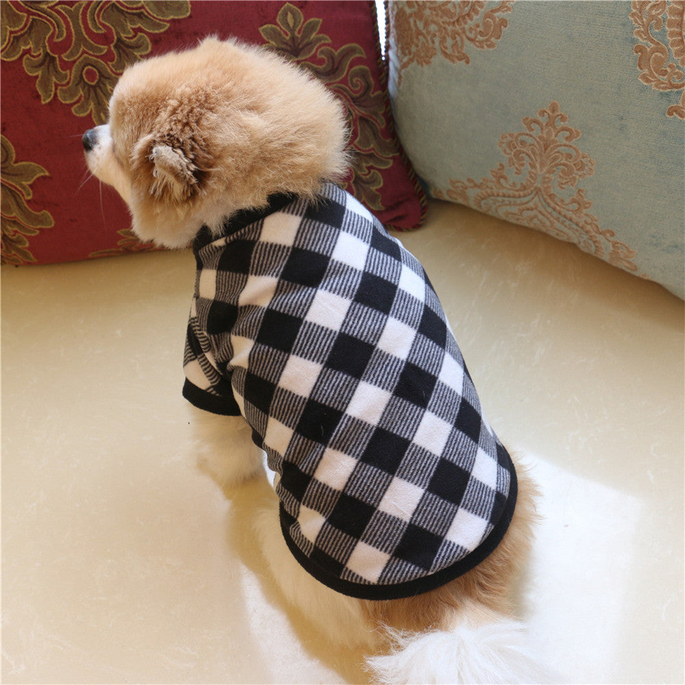 KFX-9371965 Cozy Black and White Polar Fleece Pet Jacket for Fall/Winter