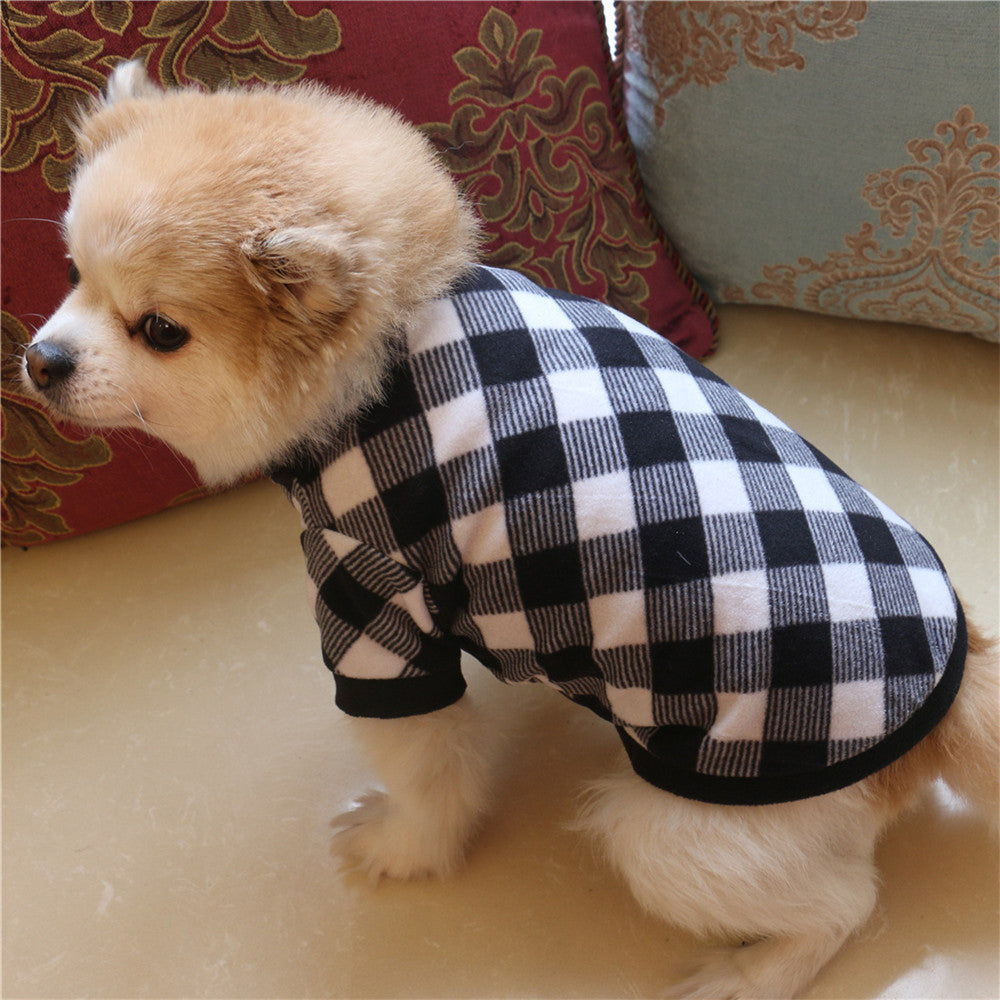 KFX-9371965 Cozy Black and White Polar Fleece Pet Jacket for Fall/Winter