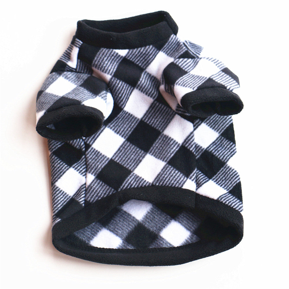 KFX-9371965 Cozy Black and White Polar Fleece Pet Jacket for Fall/Winter