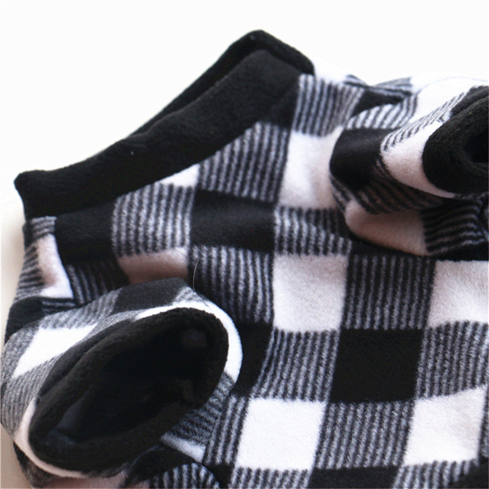 KFX-9371965 Cozy Black and White Polar Fleece Pet Jacket for Fall/Winter