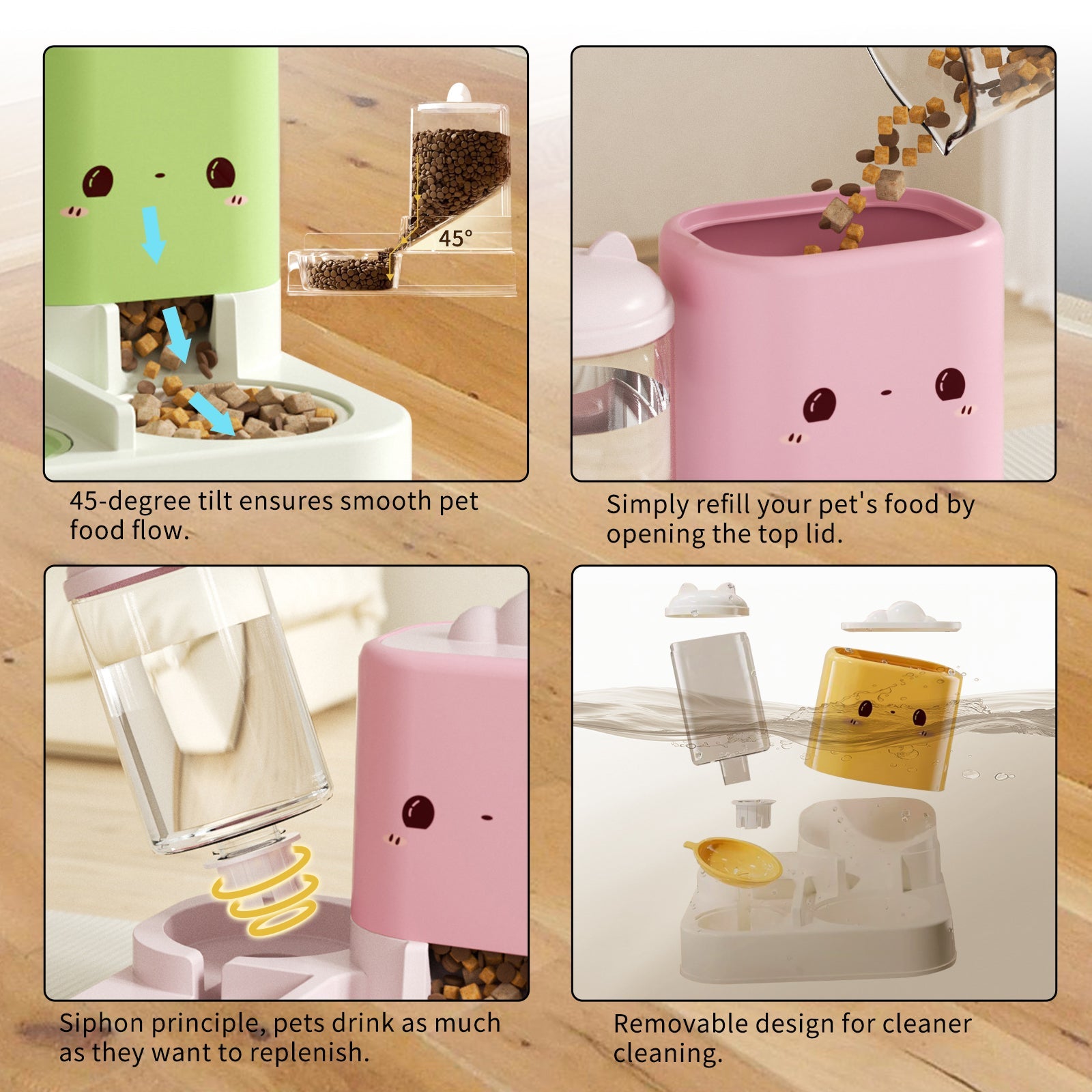 KFX-9372733 Cartoon Cloud Cat Ear Integrated Feeding Bowl for Dogs and Cats - Perfect for Home and Travel
