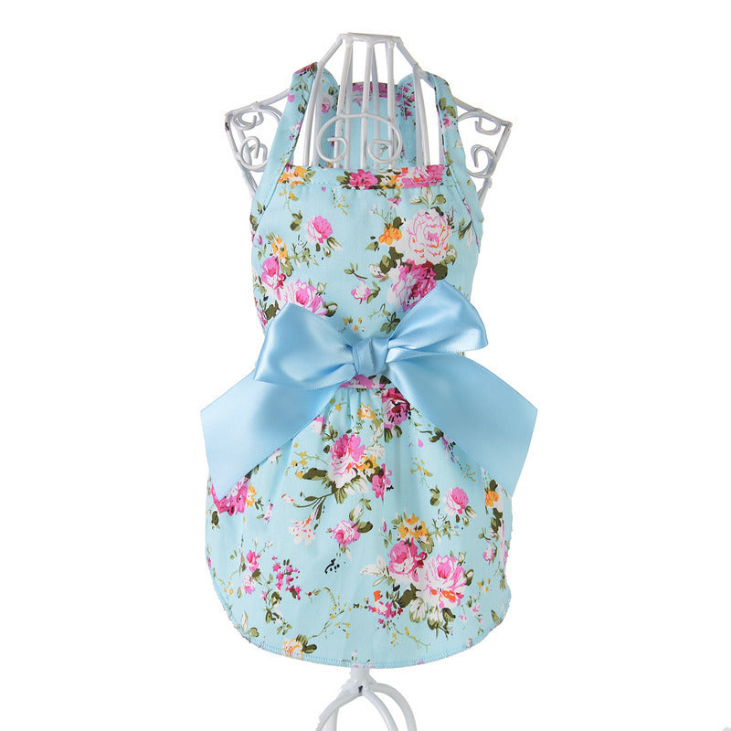KFX-9373245 Cotton Pet Skirt with Ribbons in Blue and Pink for All Sizes