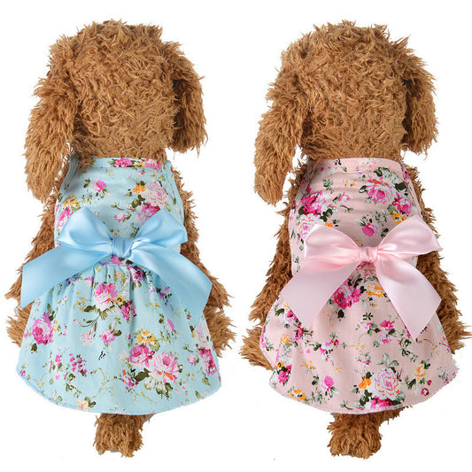 KFX-9373245 Cotton Pet Skirt with Ribbons in Blue and Pink for All Sizes