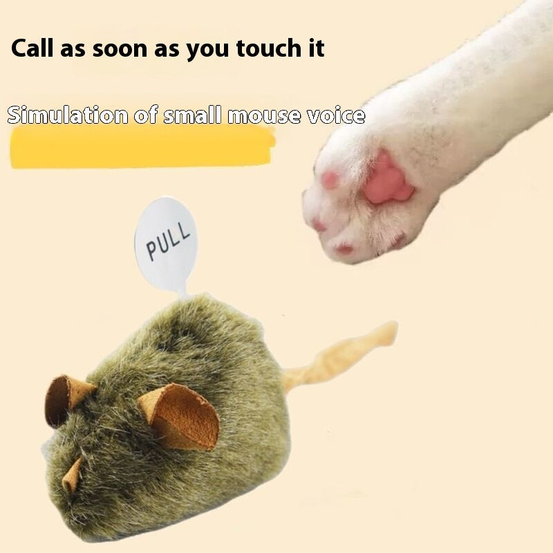KFX-9374269 Plush Interactive Little Mouse with Sound for Cats - Engaging Pet Toy
