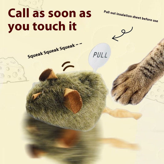 KFX-9374269 Plush Interactive Little Mouse with Sound for Cats - Engaging Pet Toy