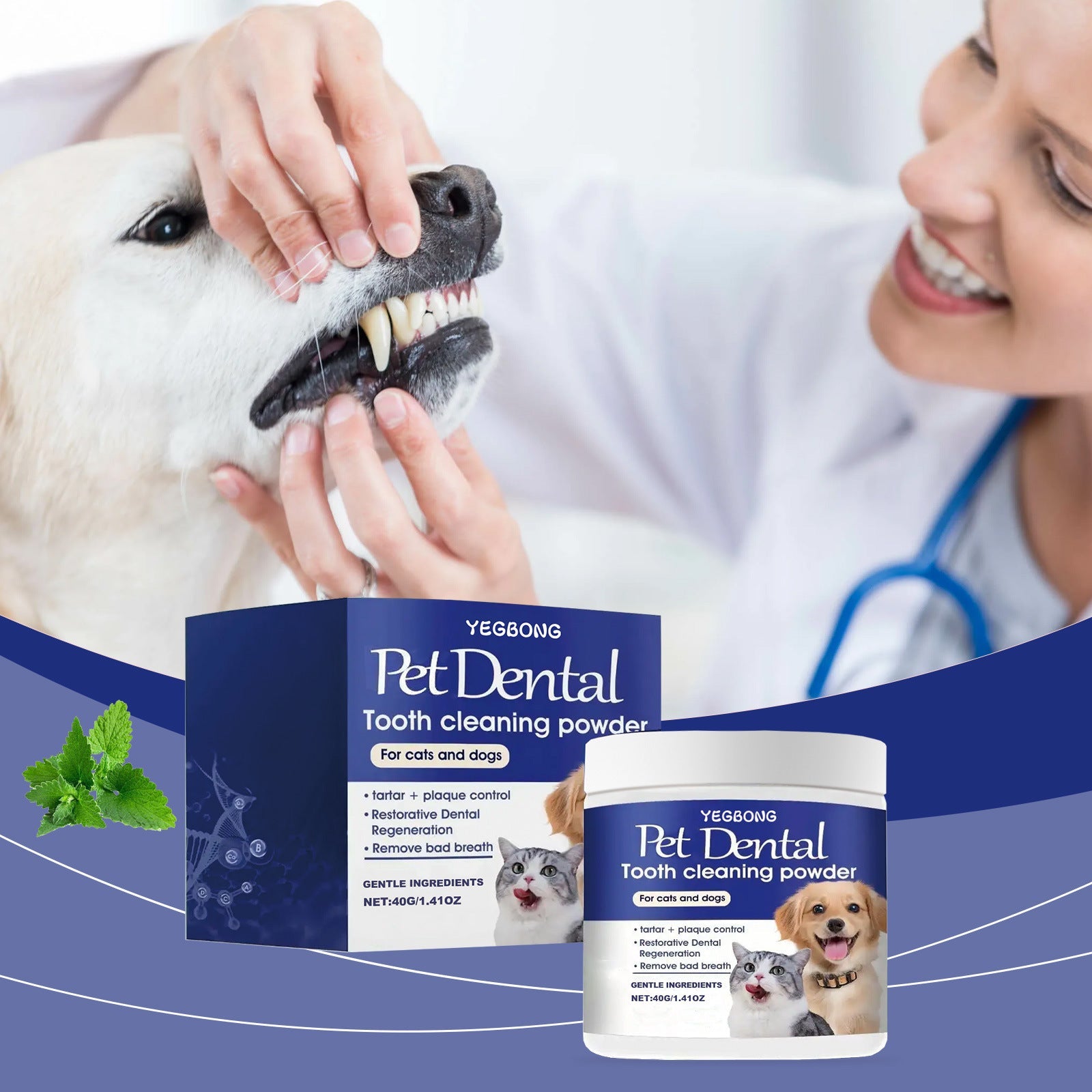 KFX-9374525 Pet Teeth Cleaning Powder for Effective Stain Removal - 40g Natural Ingredients