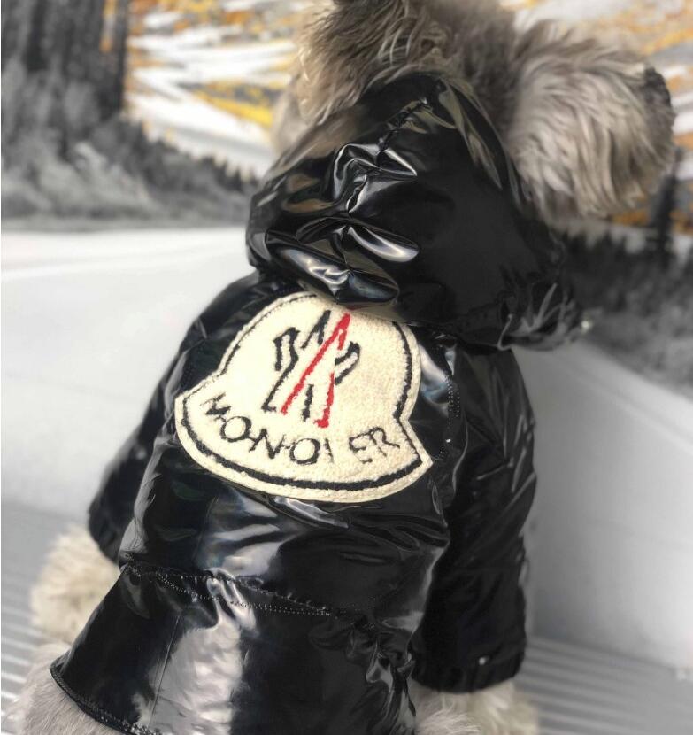 KFX-9375037 Stylish Casual Down Jacket for Pets with Star Patent Fur Collar in Black and Pink