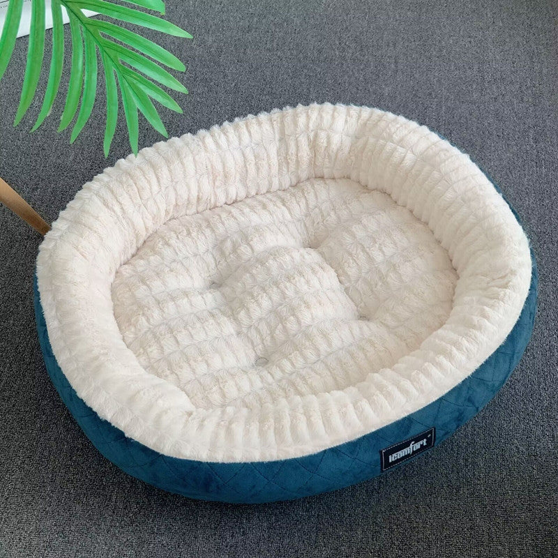 KFX-9376701 Plush Round Dog Nest - Thickened Velvet Cushion for Medium and Large Dogs in Multiple Colors
