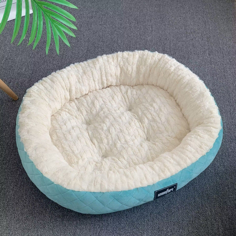 KFX-9376701 Plush Round Dog Nest - Thickened Velvet Cushion for Medium and Large Dogs in Multiple Colors