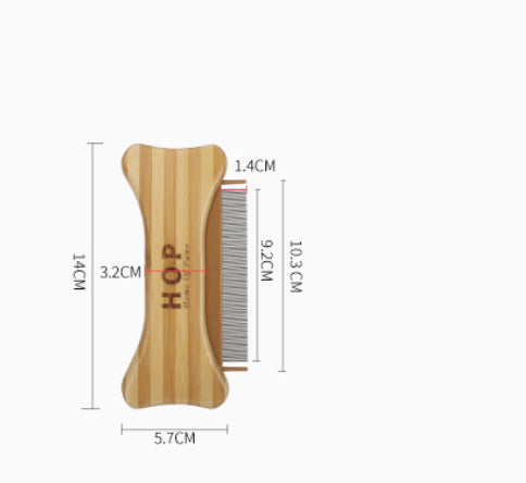 KFX-9378237 Double-Sided Bamboo Dog Comb with Flea Removal Features