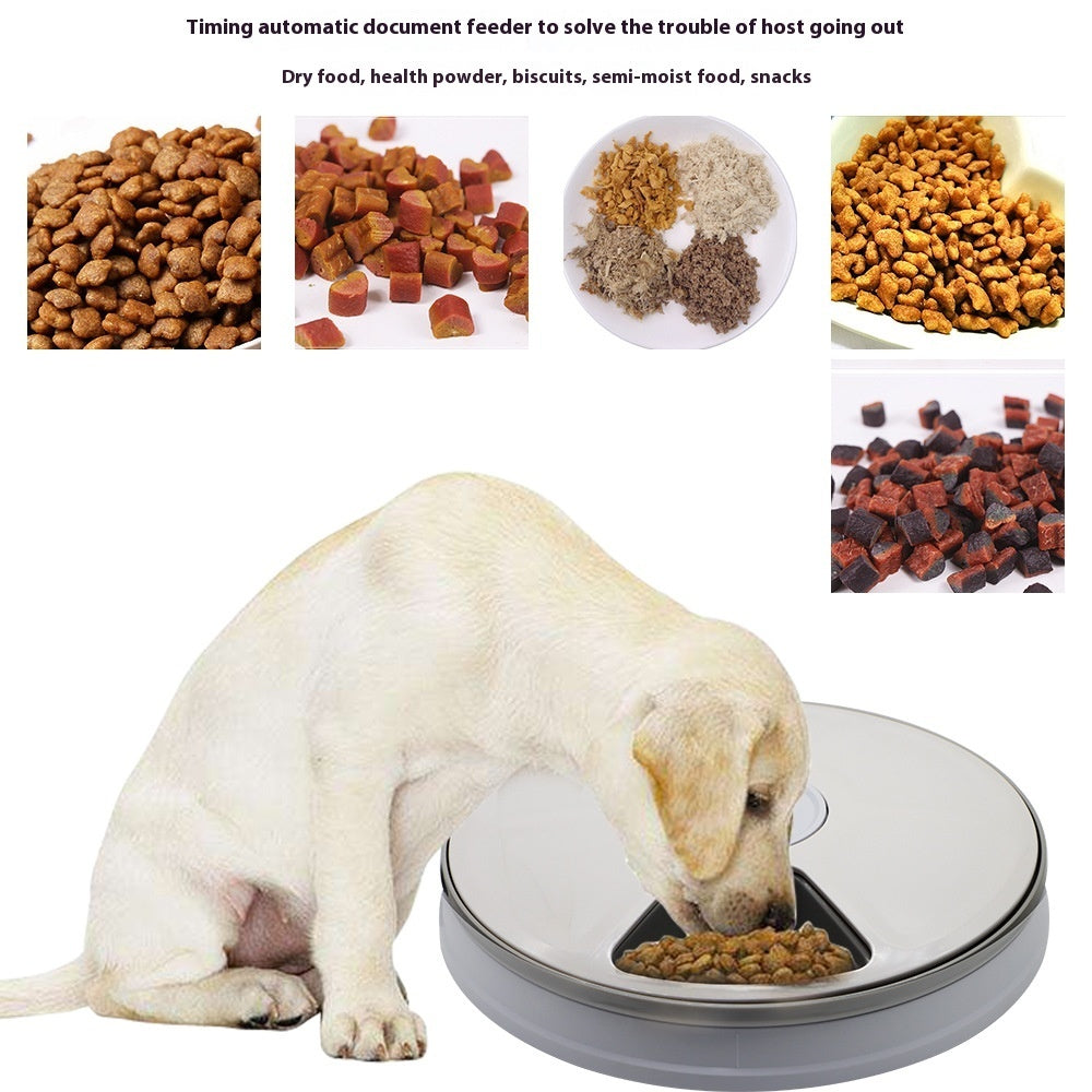 KFX-9378493 Automatic Pet Feeder with Intelligent Timing for Dogs and Cats - White Plastic Design