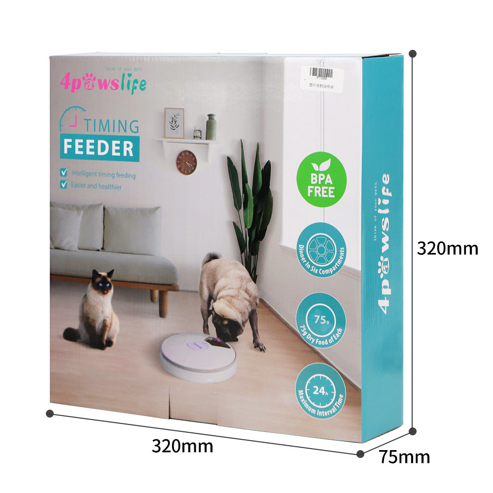 KFX-9378493 Automatic Pet Feeder with Intelligent Timing for Dogs and Cats - White Plastic Design