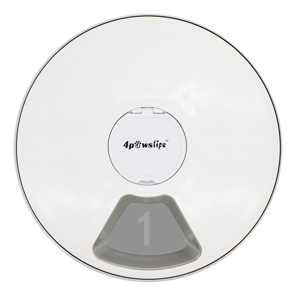KFX-9378493 Automatic Pet Feeder with Intelligent Timing for Dogs and Cats - White Plastic Design