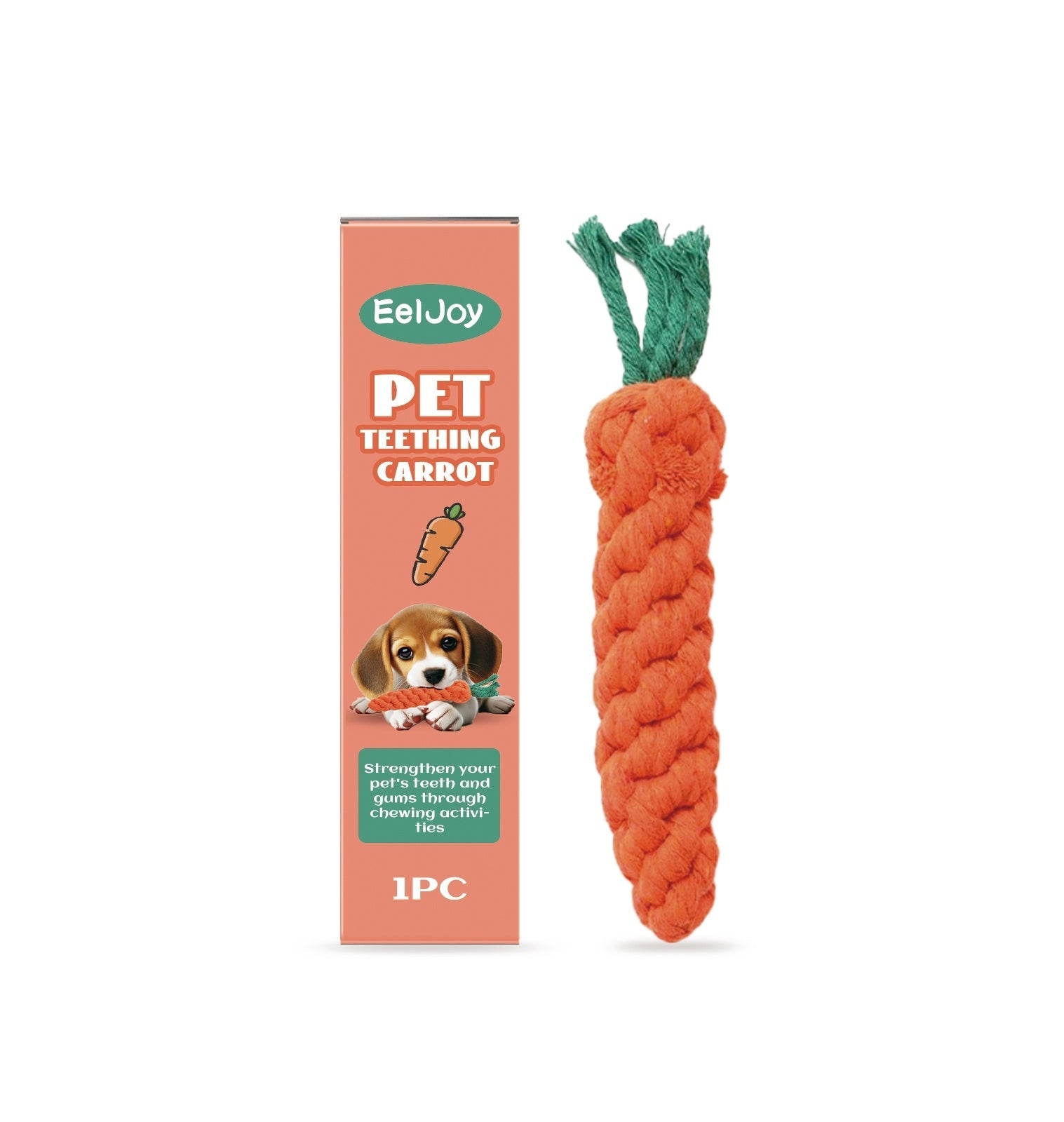 KFX-9381053 Pet Teething Carrot - Cotton Rope Molar Toy for Dogs