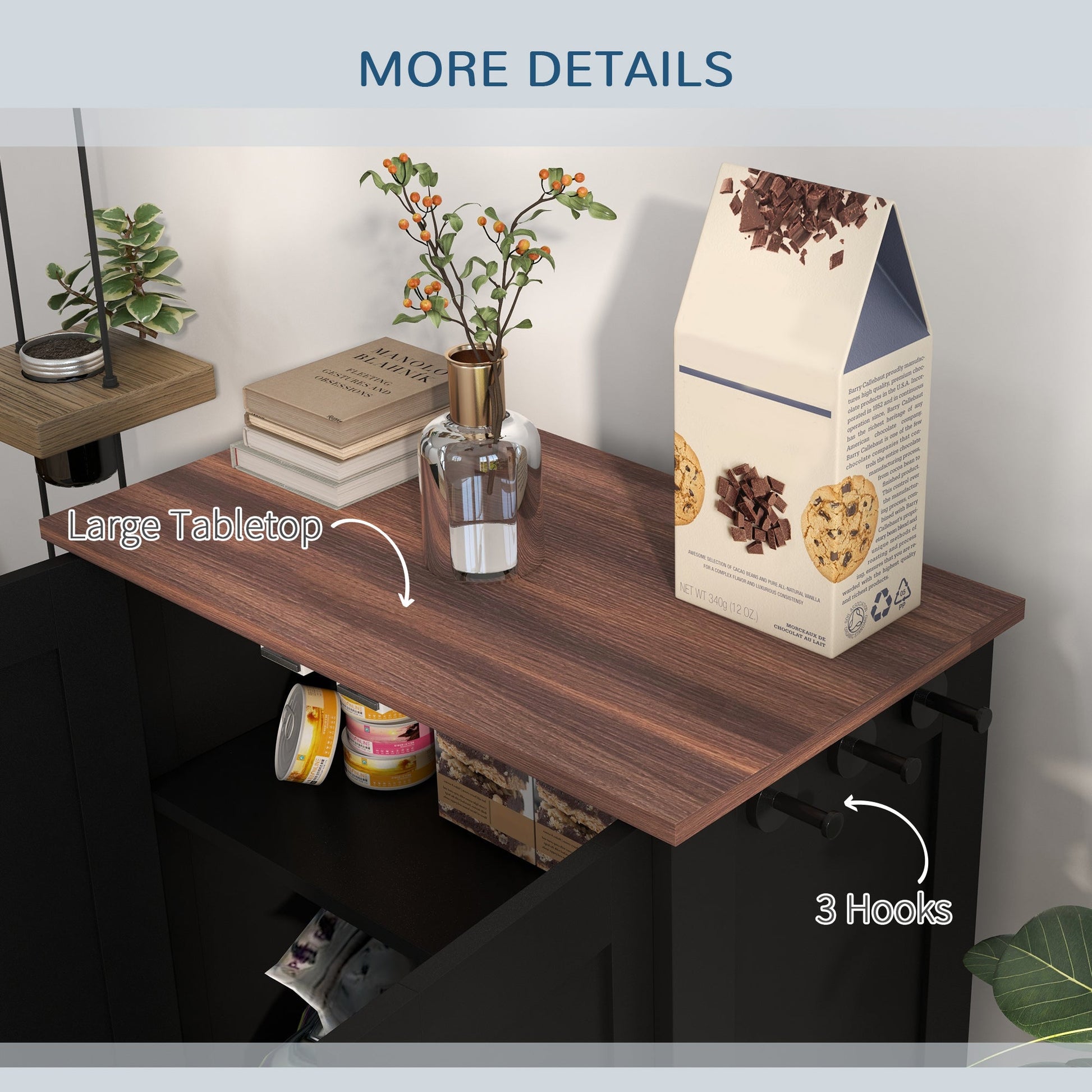 KFX-9384381 Elevated Pet Feeding Station with Hidden Bowls and Storage Cabinet for Medium-Sized Dogs