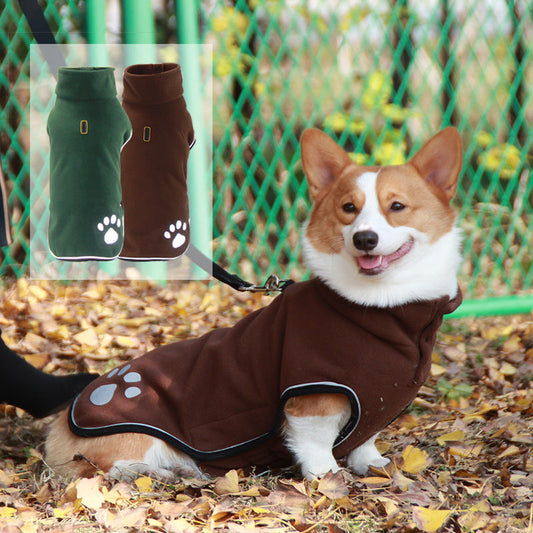 KFX-9386557 Waterproof Fleece Dog Sweater Coat in Brown and Dark Green, Sizes S to 6XL
