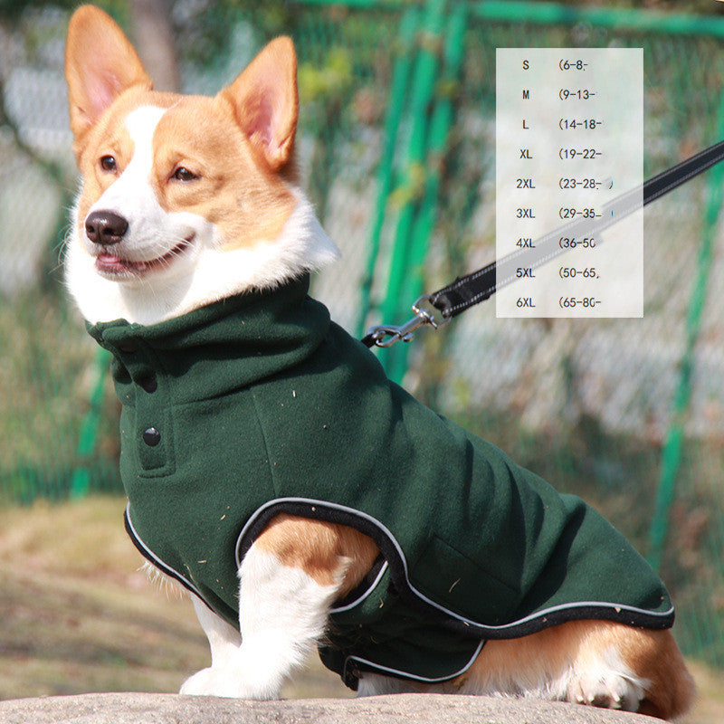 KFX-9386557 Waterproof Fleece Dog Sweater Coat in Brown and Dark Green, Sizes S to 6XL