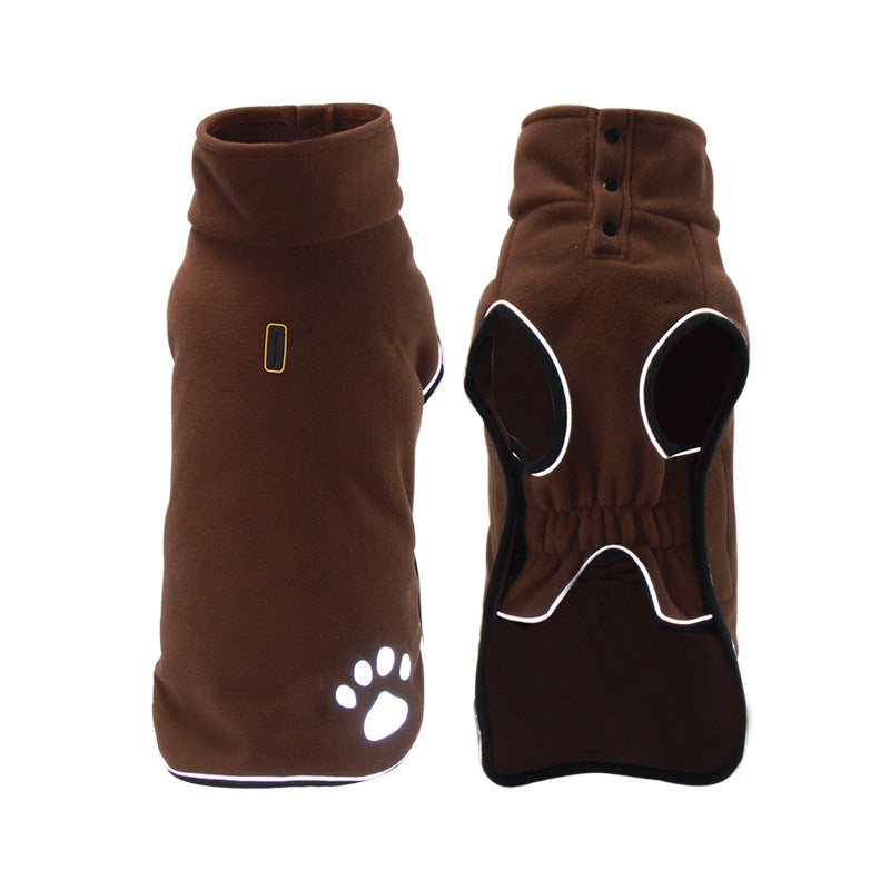KFX-9386557 Waterproof Fleece Dog Sweater Coat in Brown and Dark Green, Sizes S to 6XL