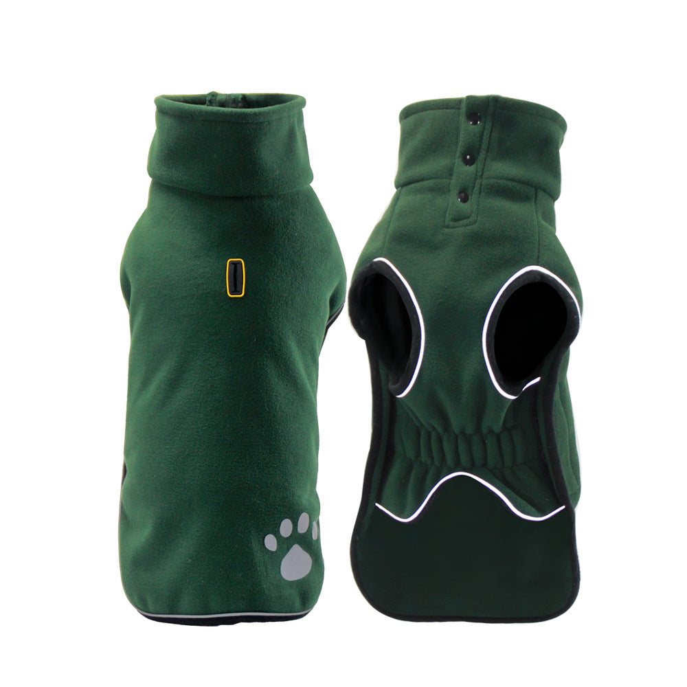KFX-9386557 Waterproof Fleece Dog Sweater Coat in Brown and Dark Green, Sizes S to 6XL