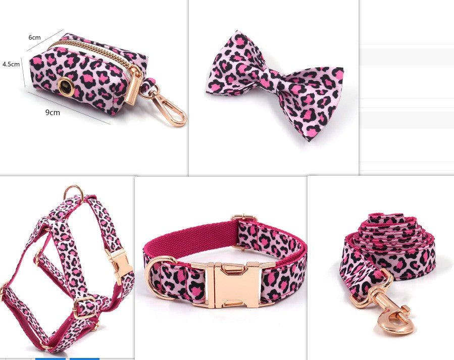 KFX-9387965 Striped Print Pet Chest Harness and Leash Set with Trash Bag and Ribbon
