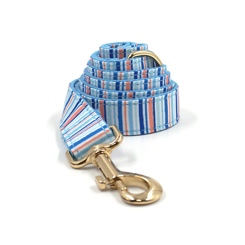 KFX-9387965 Striped Print Pet Chest Harness and Leash Set with Trash Bag and Ribbon