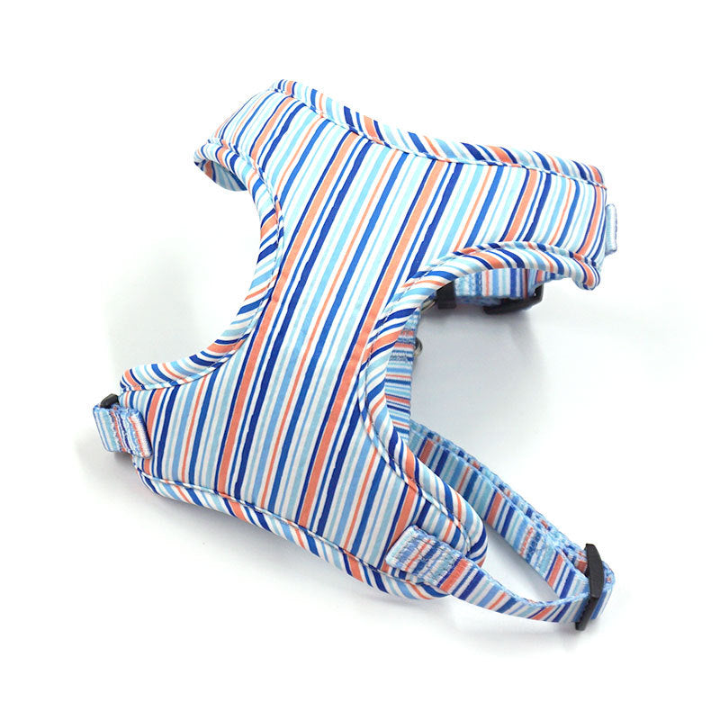 KFX-9387965 Striped Print Pet Chest Harness and Leash Set with Trash Bag and Ribbon