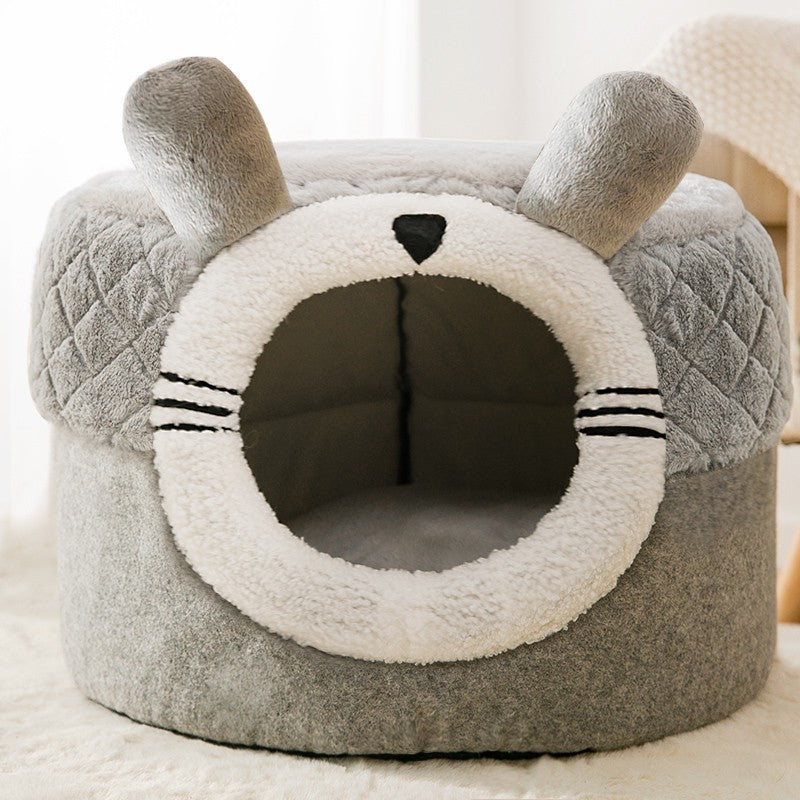 KFX-9388221 Quilted Dual-Purpose Warm Cat Nest for Kittens - Polyester - Size S & M Available