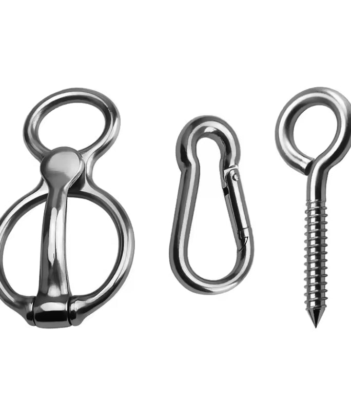 KFX-9393725 High Strength Silver and Black Carbon Steel Horse String Clips - Set of 3