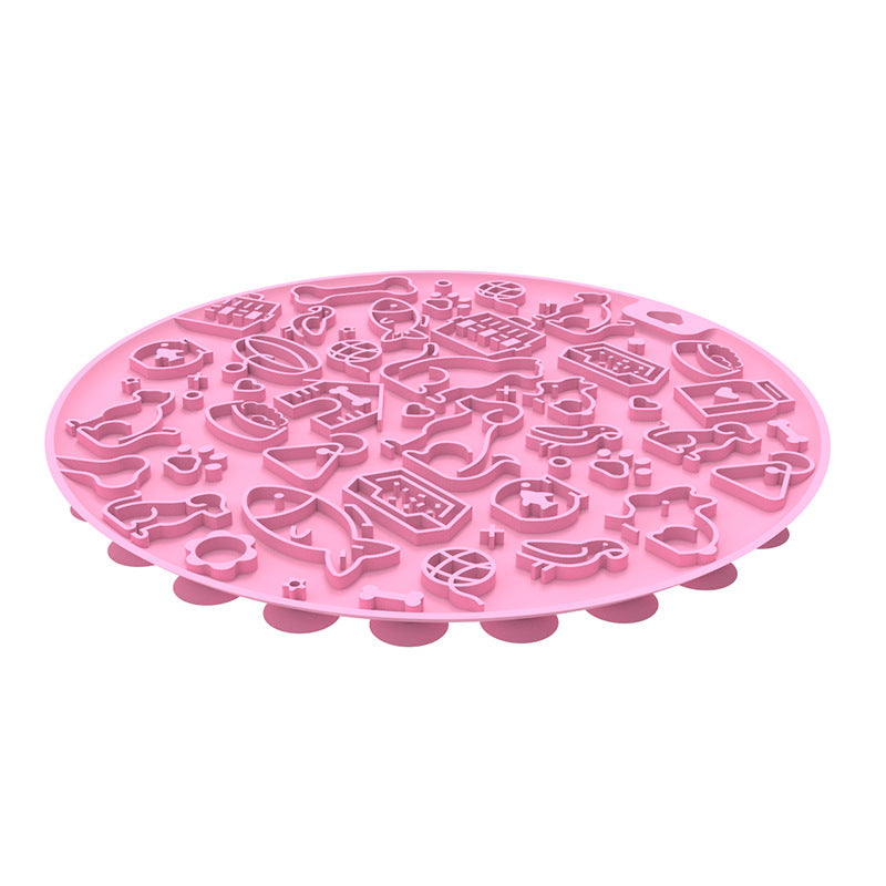 KFX-9394749 Round Silicone Pet Licking Mat - Multiple Colors Available for Interactive Feeding