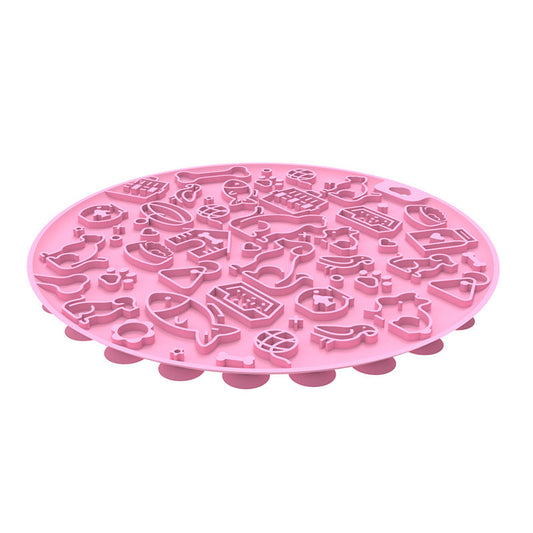 KFX-9394749 Round Silicone Pet Licking Mat - Multiple Colors Available for Interactive Feeding