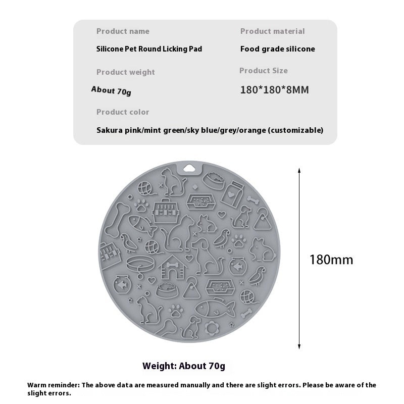 KFX-9394749 Round Silicone Pet Licking Mat - Multiple Colors Available for Interactive Feeding