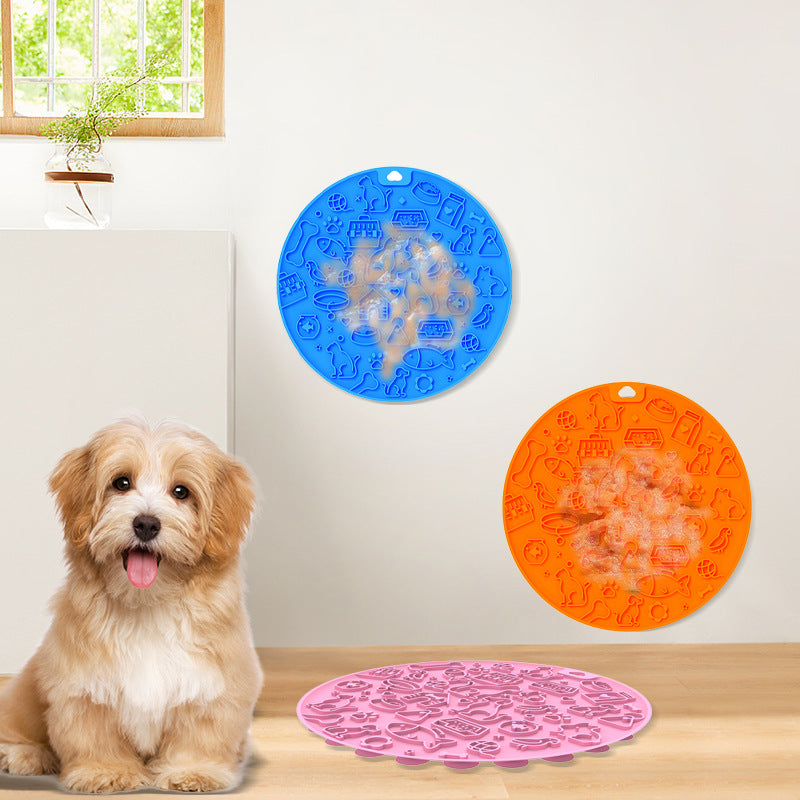 KFX-9394749 Round Silicone Pet Licking Mat - Multiple Colors Available for Interactive Feeding