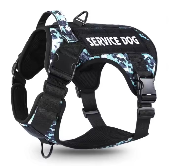 KFX-9395901 Adjustable Reflective Tactical Dog Harness Vest for Hiking and Training - Durable & Breathable, Multiple Sizes Available