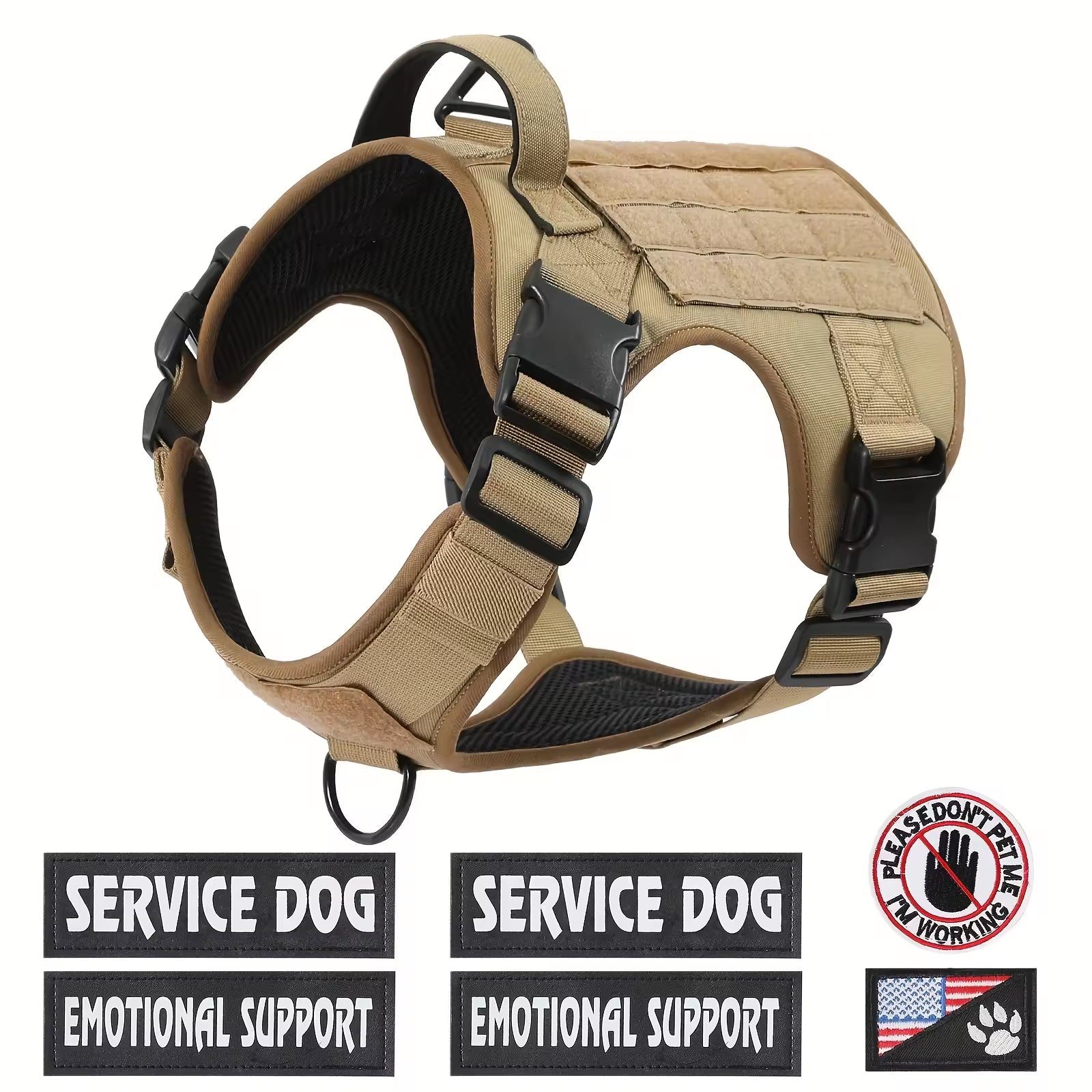 KFX-9395901 Adjustable Reflective Tactical Dog Harness Vest for Hiking and Training - Durable & Breathable, Multiple Sizes Available
