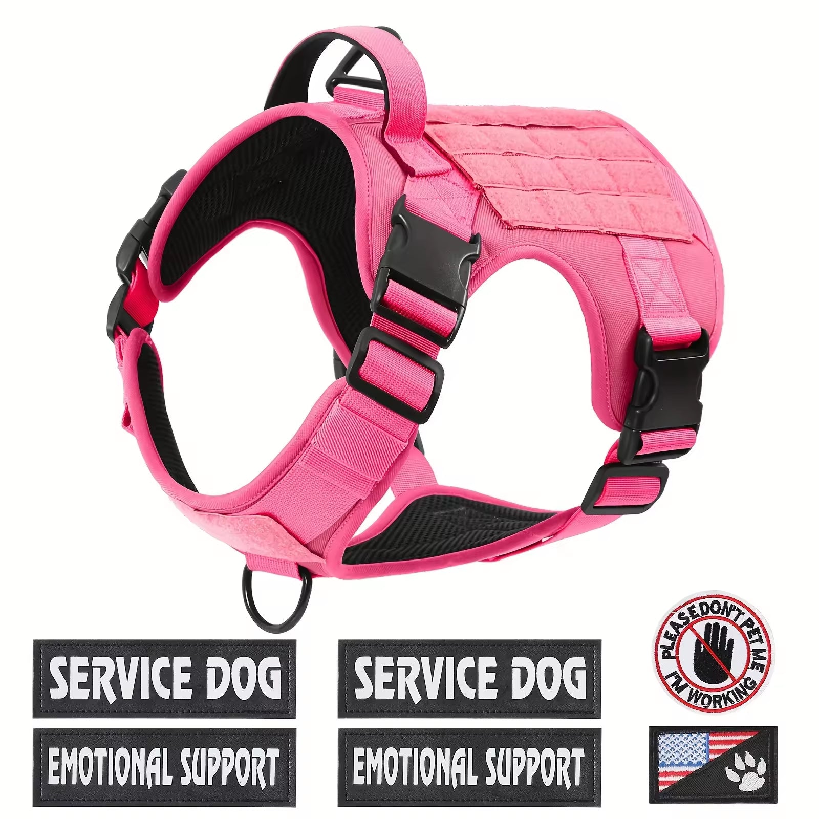 KFX-9395901 Adjustable Reflective Tactical Dog Harness Vest for Hiking and Training - Durable & Breathable, Multiple Sizes Available