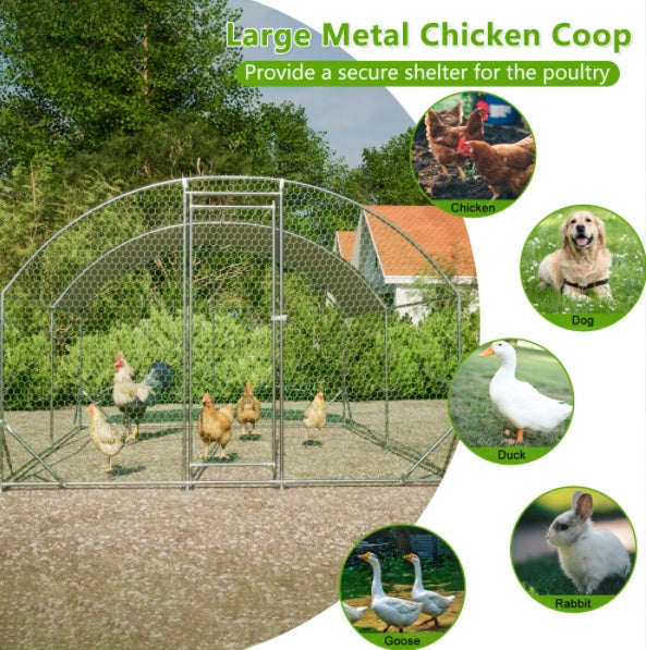KFX-9397565 Dome Chicken Coop 10x13 Feet with Galvanized Steel Frame and UV-Resistant Tarp