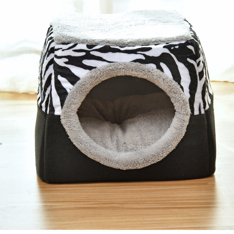 KFX-9397949 Four Seasons Space Capsule Cat House - Stylish Cloth Design with Sleeping Mat, Blanket, and Toy, Multiple Patterns Available
