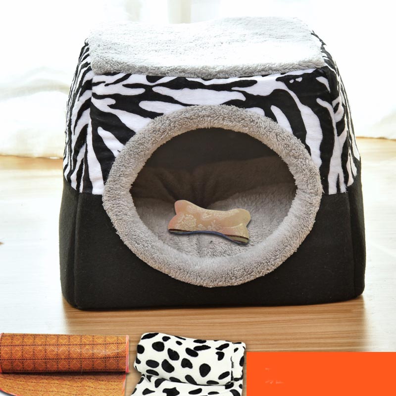 KFX-9397949 Four Seasons Space Capsule Cat House - Stylish Cloth Design with Sleeping Mat, Blanket, and Toy, Multiple Patterns Available