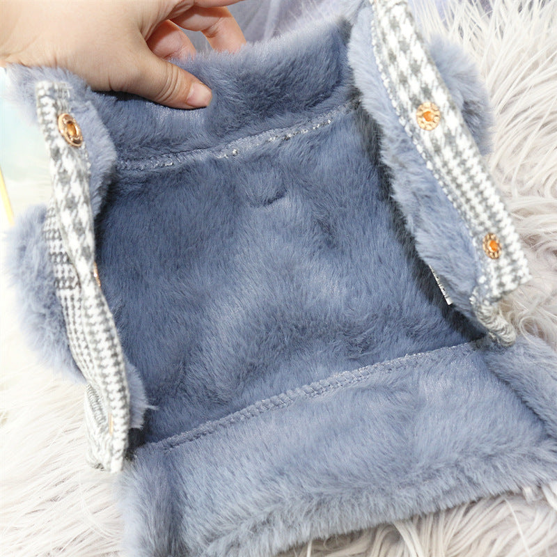 KFX-9398333 Thickened Cotton Dog Coat for Warmth - Stylish Pet Apparel in Pink, Blue, Beige